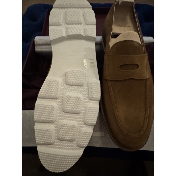 NIB John Lobb MTO Loafers, Tobacco Seude w/White Sole - 10UK/11US - Picture 6 of 8